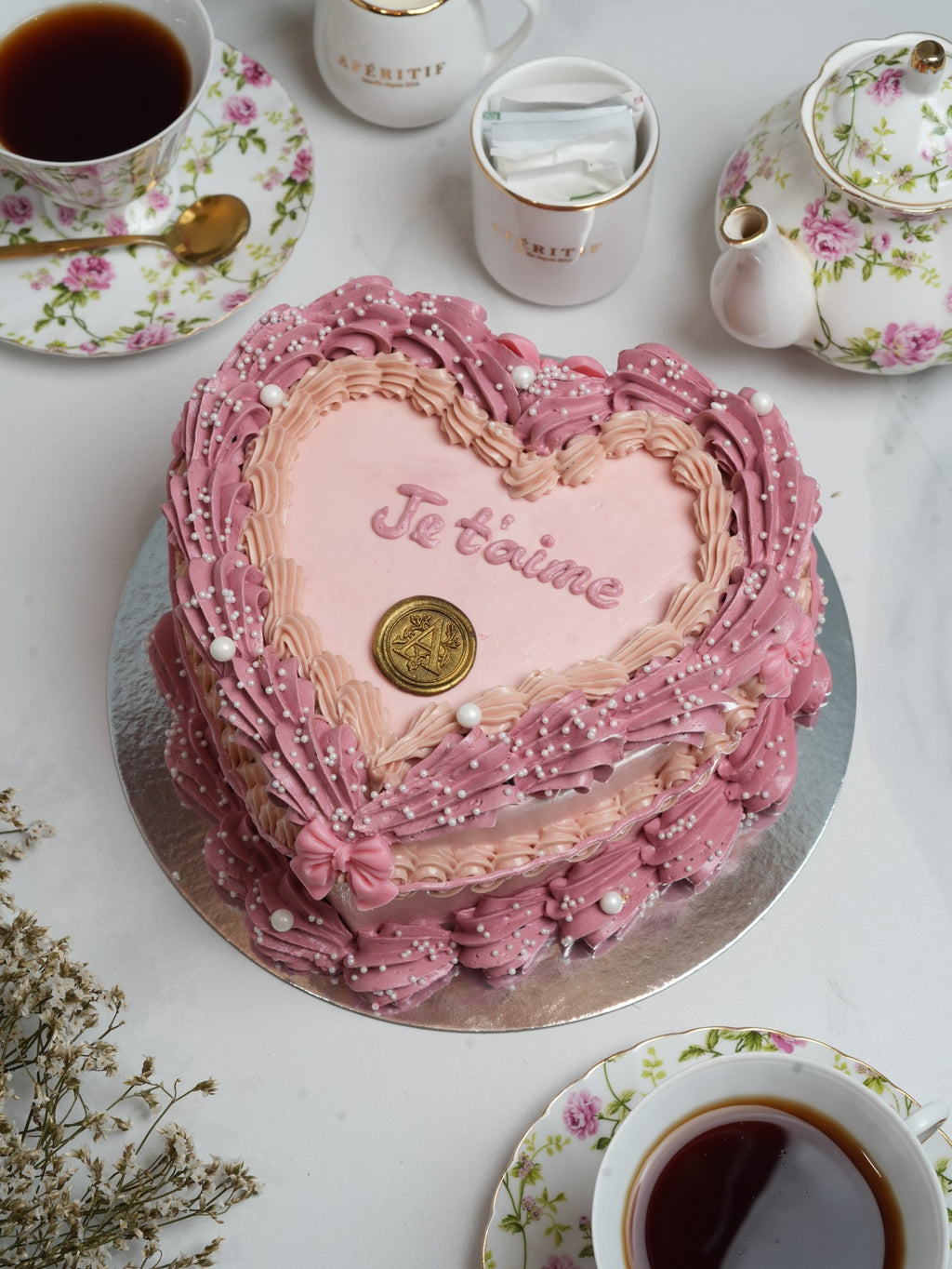 Strawberry Swiss Heart Cake